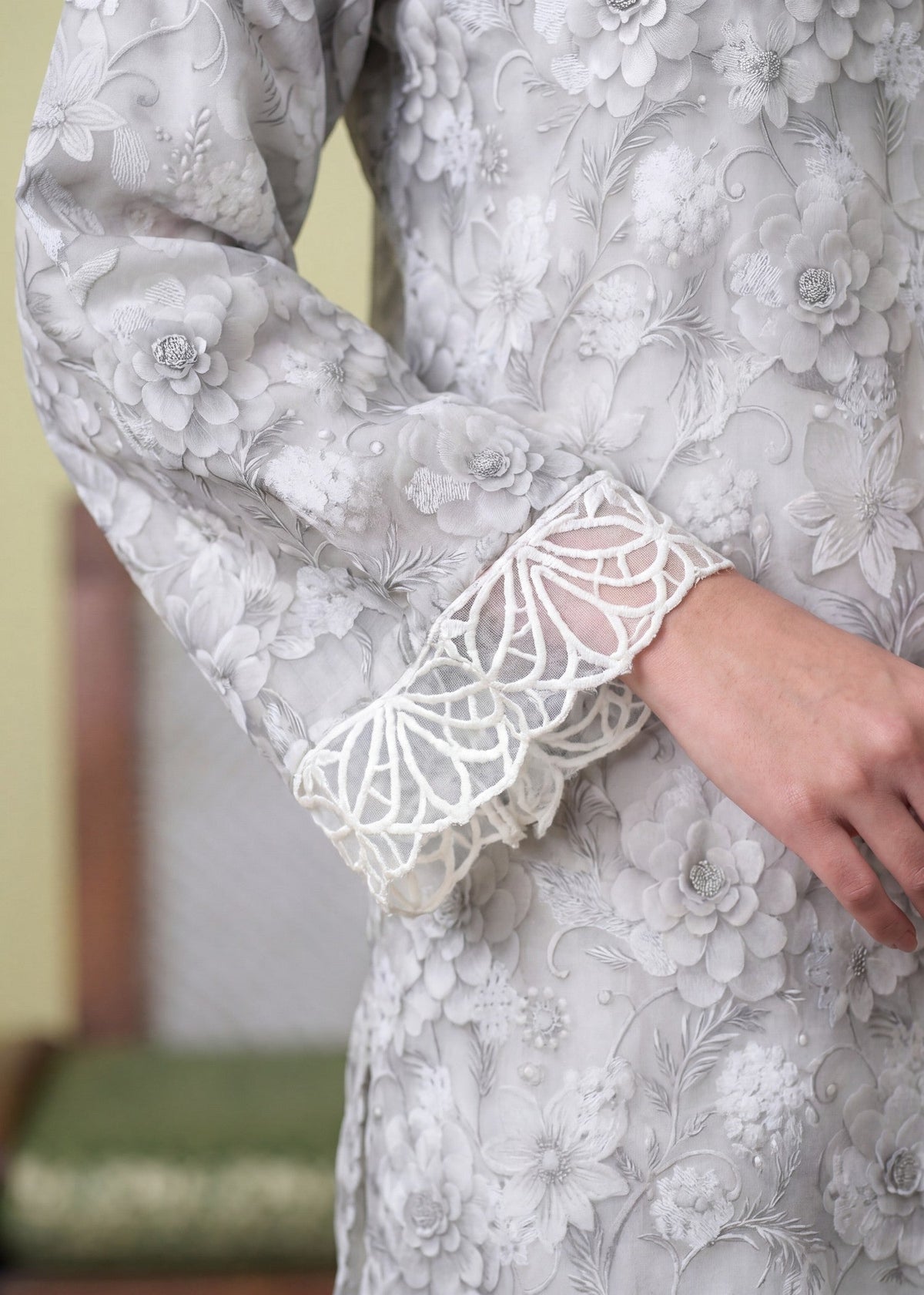 Embroidered Lawn Farshi Shalwar Suit – White, Summer Wear