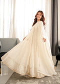 Embroidered Chiffon Angrakha 4-Piece Suit – Off-White, Formal Wear