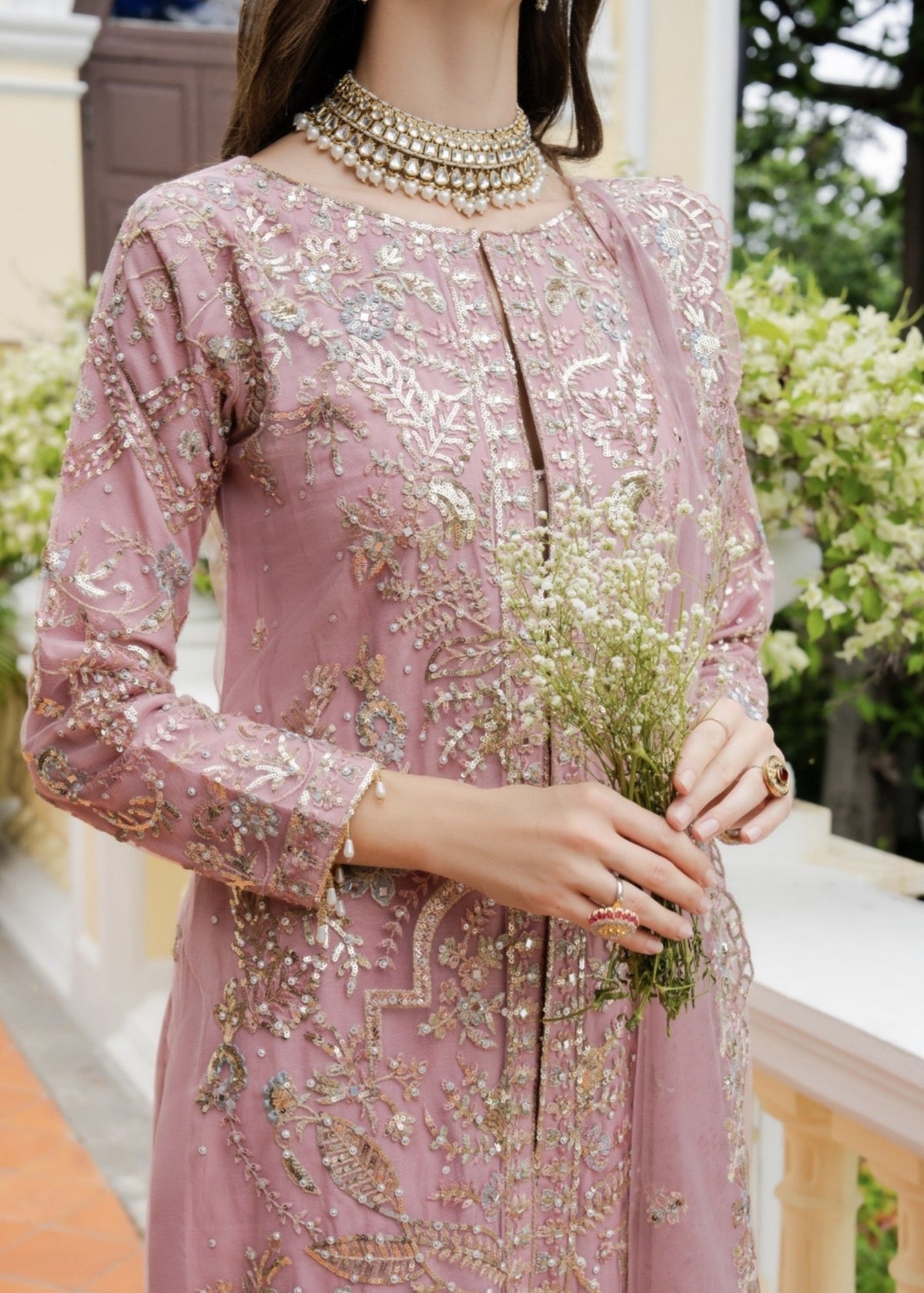Embroidered Net Long Shirt Lehenga Suit – Tea Rose Pink